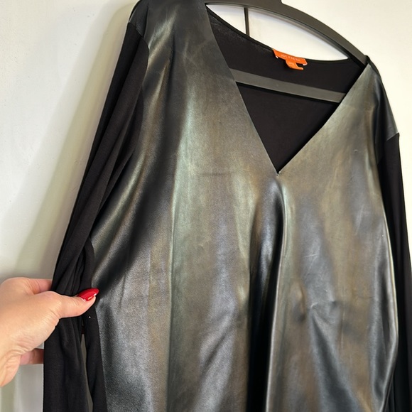 Joe Fresh Faux Leather Lingerie Sleeve Top - Picture 3 of 5